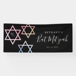 Watercolor Monogram Ombré Bat Mitzvah Foto Spandoek