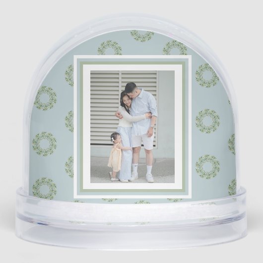 Watercolor Monogram Wreath Script Photo Snow Globe (Avant)