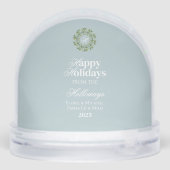Watercolor Monogram Wreath Script Photo Snow Globe (Arrière)