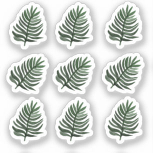 Watercolor Monstera Blad Groene Sticker Set