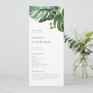 Watercolor Monstera Groene Tropische Bruiloft Programma