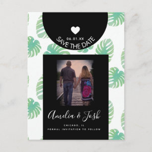 Watercolor Monsteras Groen Save the Date Briefkaart