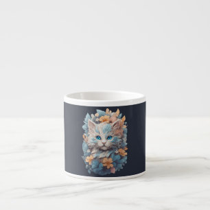 Watercolor Mooie Bloemenkater Spat Espresso Kop