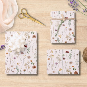Watercolor Mooie Wilde Bloemen Bloemmotief Inpakpapier Vel