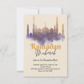 Watercolor Mosque Ramadan Iftar Invitation (Devant)