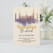 Watercolor Mosque Ramadan Iftar Invitation (Debout devant)
