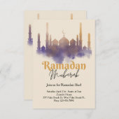 Watercolor Mosque Ramadan Iftar Invitation (Devant / Derrière)
