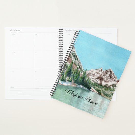 Watercolor mountain art planner (Devant avec enveloppe)