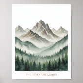 Watercolor Mountain Forest Poster (Devant)