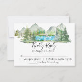 Watercolor Mountain Forest River Wedding RSVP (Devant)