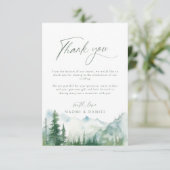 Watercolor Mountain Forest Rustic Wedding Bedankkaart (Staand voorkant)