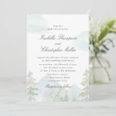 Watercolor Mountain Forest Wedding Invitation (Debout devant)