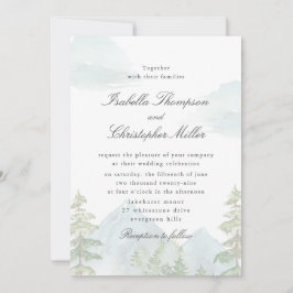 Watercolor Mountain Forest Wedding Invitation Kaart