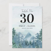 Watercolor Mountain Mariage Numéro de table 5x7 (Dos)