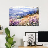 Watercolor Mountain Nature Print (Thuiskantoor)