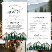 Watercolor Mountain Pines Programme de mariage bud