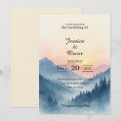 Watercolor Mountain Sunrise Wedding Invitation (Devant / Derrière)