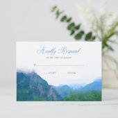 Watercolor Mountain Wedding Réponse RSVP (Debout devant)