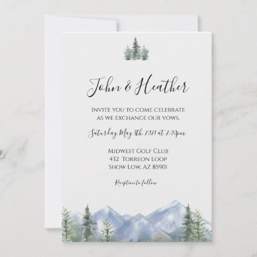 Watercolor Mountains Faire-part de mariage (Devant)