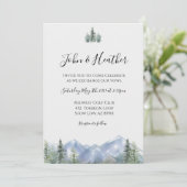 Watercolor Mountains Faire-part de mariage (Debout devant)