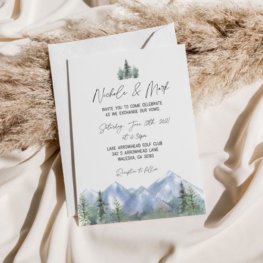 Watercolor Mountains Faire-part de mariage