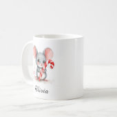 Watercolor Mouse Custom Name Mug Holding Candy (Devant gauche)