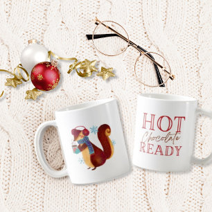 Watercolor Muis Heet Chocolade Klaar Kerstmis Koffiemok