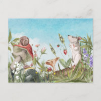 Watercolor Muis in het Veld Cottagecore  