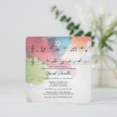 Watercolor Music Notes Invitation du Bat mitzvah (Debout devant)