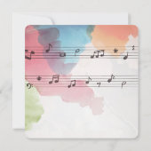 Watercolor Music Notes Invitation du Bat mitzvah (Dos)