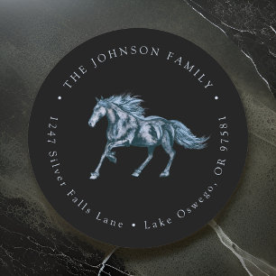 Watercolor Mysterieus Paard Retouradres Ronde Sticker