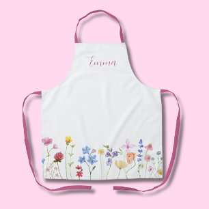 Watercolor Naam Wilde Bloem Minimalistische Boho Schort