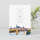 Watercolor Nashville Tennessee Silhouette Trouwen Kaart (Staand voorkant)