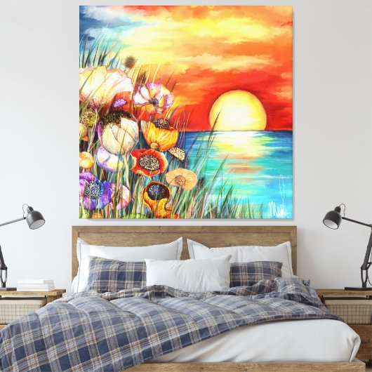 Watercolor Nature Sunrise Canvas Print (Insitu (Slaapkamer))