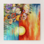 Watercolor Nature Sunrise Puzzle (Horizontal)