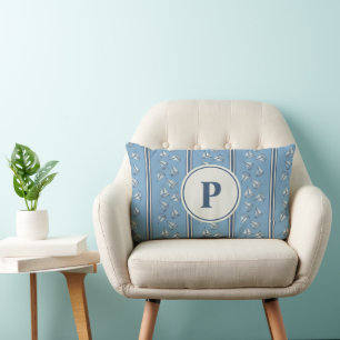Watercolor Nautical Zeilboot Streep Monogram Kussen