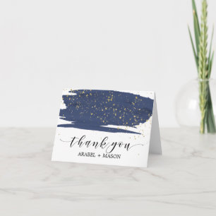 Watercolor Navy et Gold Sparkle Carte de remerciem