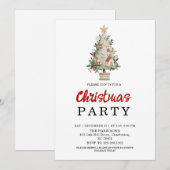 Watercolor Neutral Boho Holiday Party Invitation (Devant / Derrière)