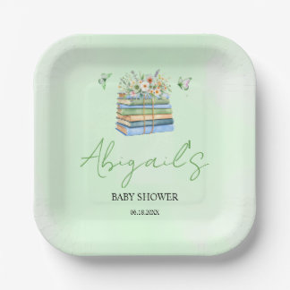 Watercolor New Chapter Begins green baby shower Papieren Bordje