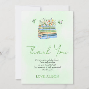 Watercolor Nieuwe Hoofdstuk groene baby shower Dan Bedankkaart