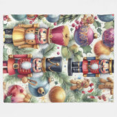 Watercolor Notenkraker Kerst Motieven Vakantie Fleece Deken (Voorkant (Horizontaal))