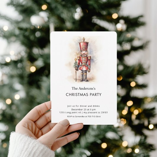 Watercolor Nutcracker Christmas Party  Kaart