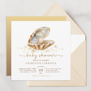 Watercolor Oceaan Little Pearl Baby Shower Kaart