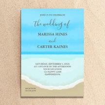 Watercolor Ocean Beach Mariage Invitation