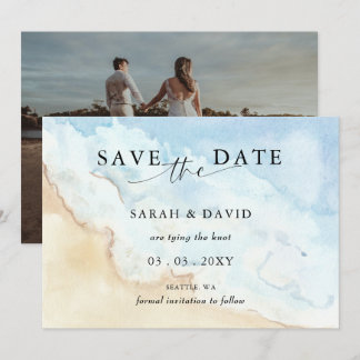 Watercolor Ocean Sea Summer Beach Photo Save The Date