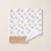 Watercolor Ocean Seashell Motif avec nom (Gant de toilette)