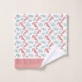 Watercolor Ocean Seashell Motif avec nom rose (Gant de toilette)