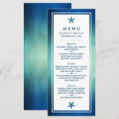 Watercolor Ocean Starfish Beach Wedding Menu (Devant / Derrière)