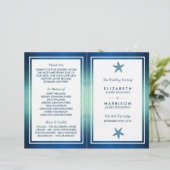Watercolor Ocean Starfish Beach Wedding Programme (Debout devant)