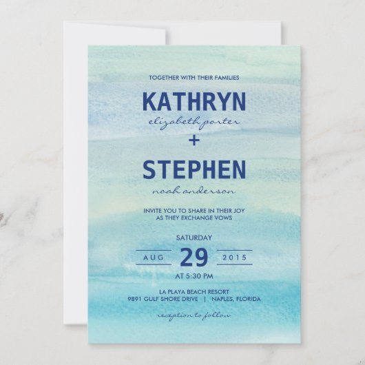 Watercolor Ocean Wedding Invitations (Devant)